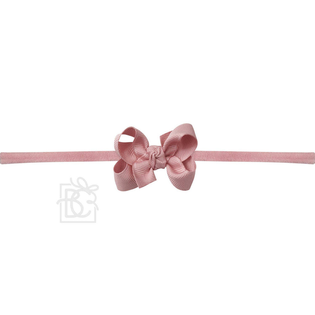 1/4" NYLON PANTYHOSE HEADBAND W/SIGNATURE GROSGRAIN BOW: L. PINK / 5.5" Huge