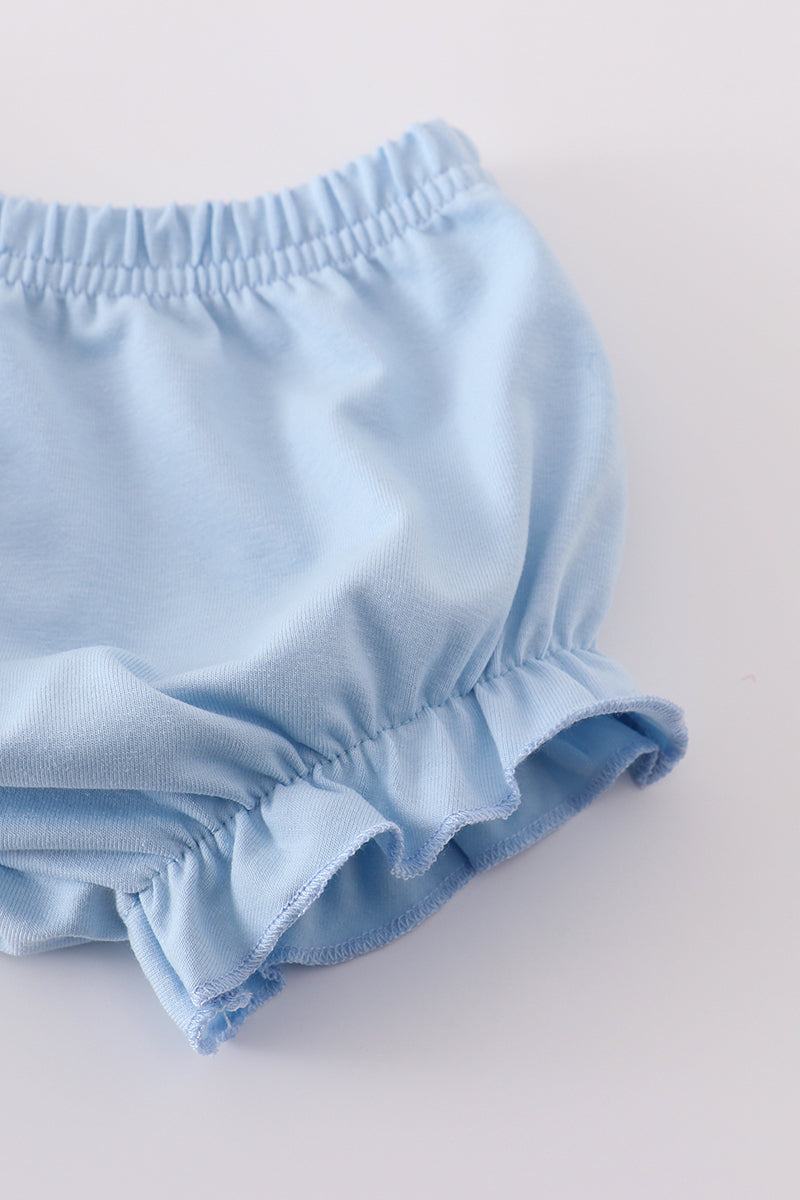 Blue bow lattice print  bloomer set