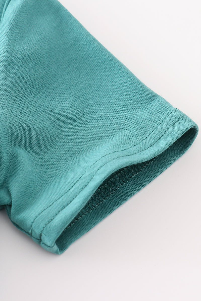 Blue deer applique top