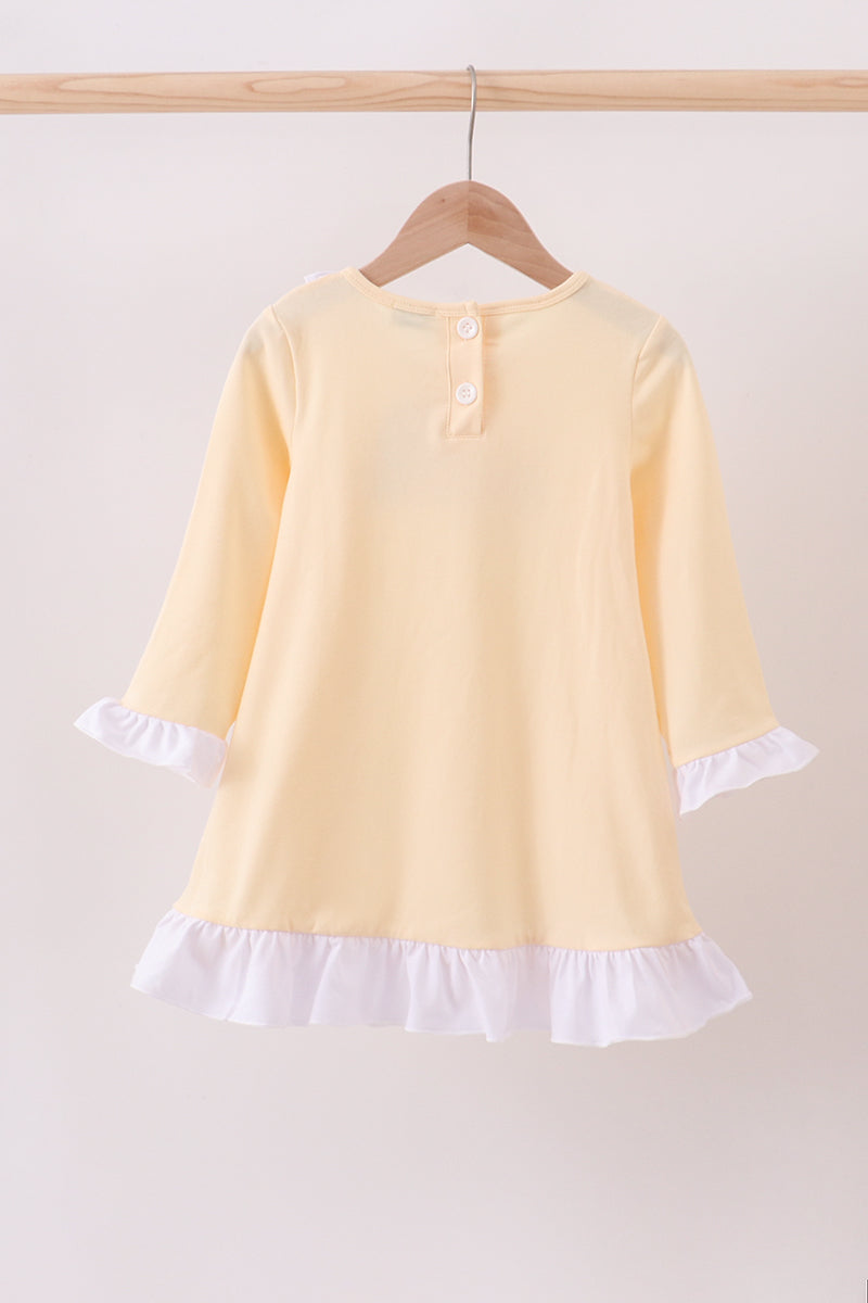 Beige turkey embroidery ruffle dress