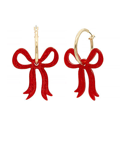 Bow Earrings- Red