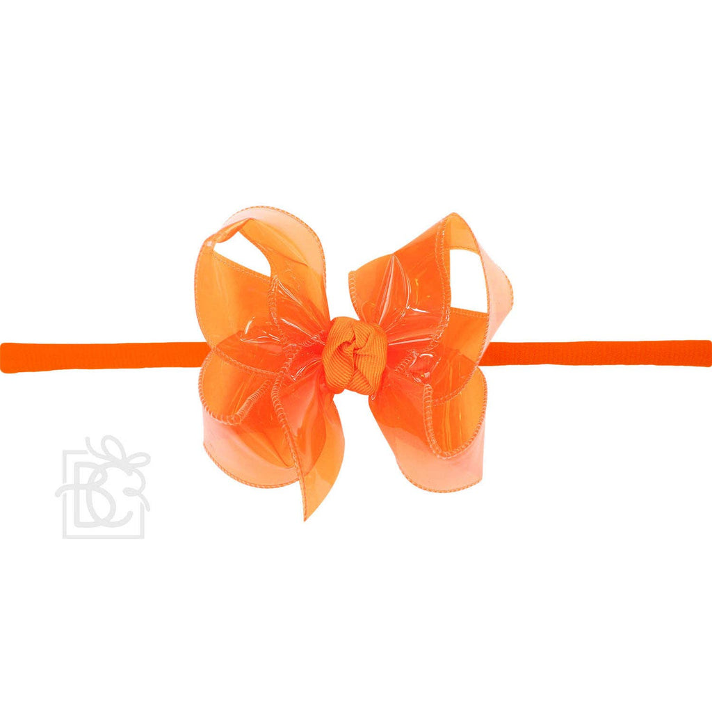 1/4" PANTYHOSE HEADBAND W/WATERPROOF BOW: 5.5" Huge - 2.5" Ribbon / AQUA