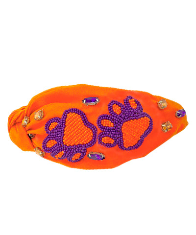 Orange/Purple Paw Headband