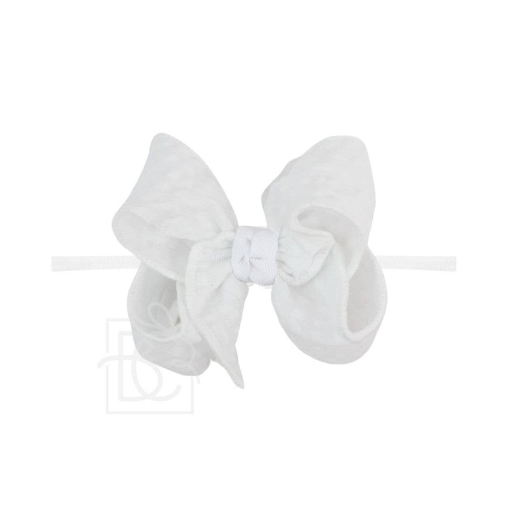 1/4" PANTYHOSE HEADBAND W/ SEESUCKER BOW : Light Pink / 1/4" Pantyhose Headband W/ 4.5" LG. New Seersucker Bow