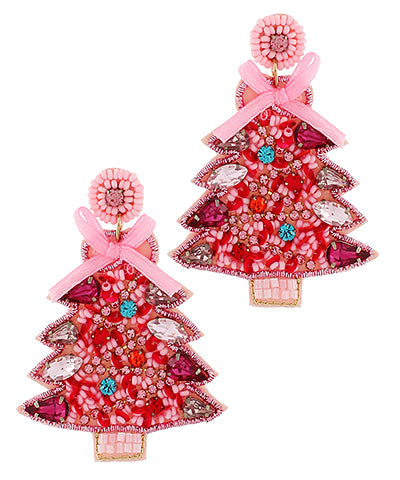 Pink Tree Earrings
