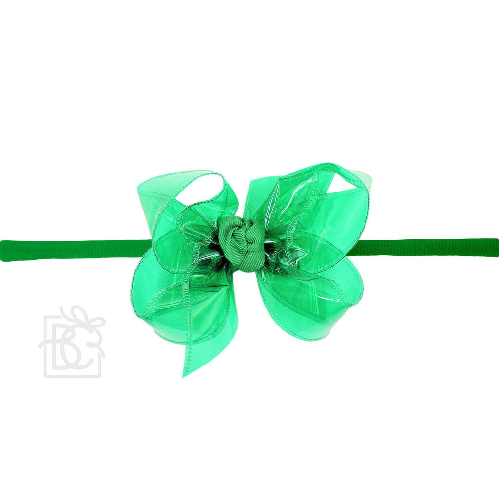 1/4" PANTYHOSE HEADBAND W/WATERPROOF BOW: 5.5" Huge - 2.5" Ribbon / AQUA