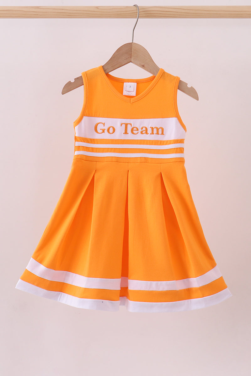 Premium Orange Tennessee Go Team embroidery ruffle dress 10 Years