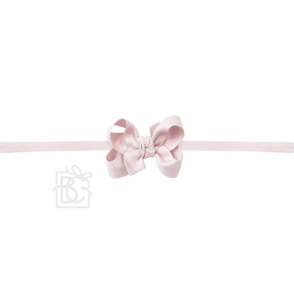 1/4" NYLON PANTYHOSE HEADBAND W/SIGNATURE GROSGRAIN BOW: WHITE / 4.5" Large