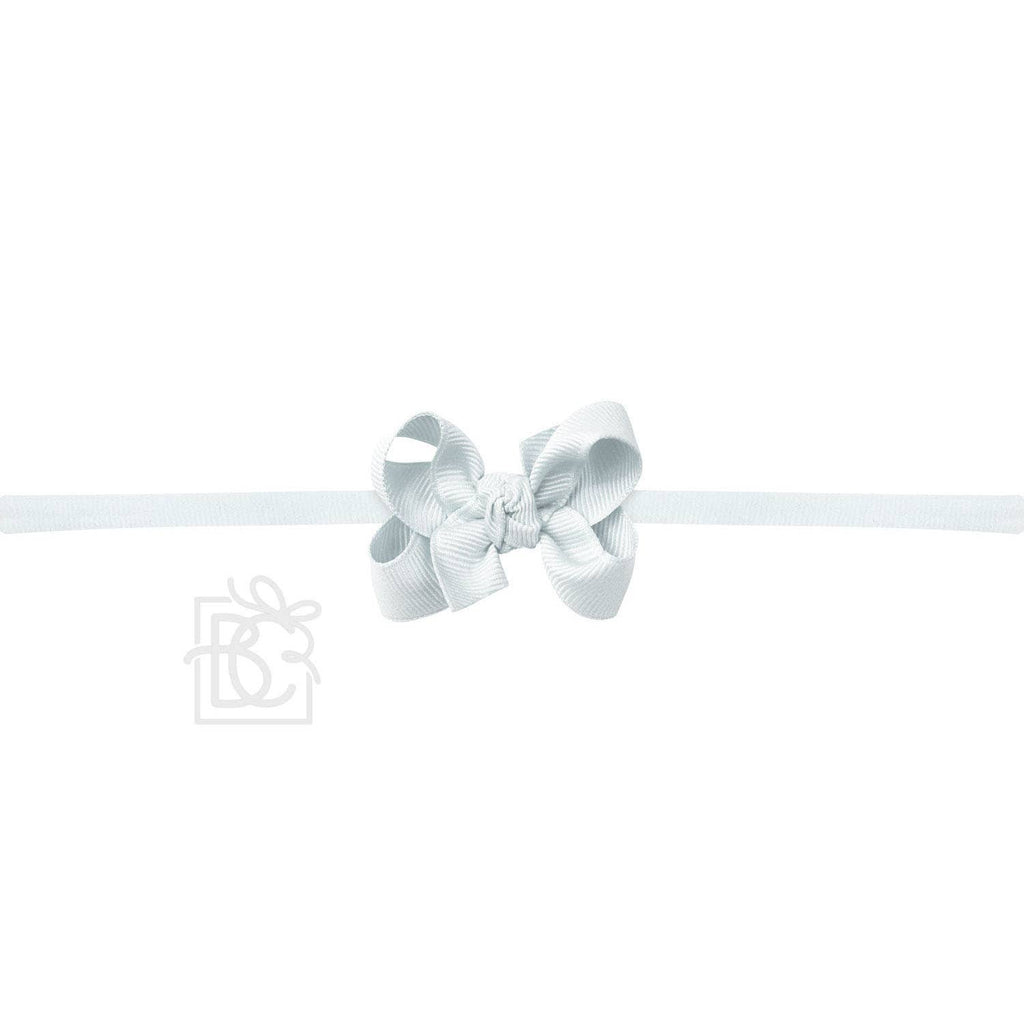 1/4" NYLON PANTYHOSE HEADBAND W/SIGNATURE GROSGRAIN BOW: WHITE / 4.5" Large