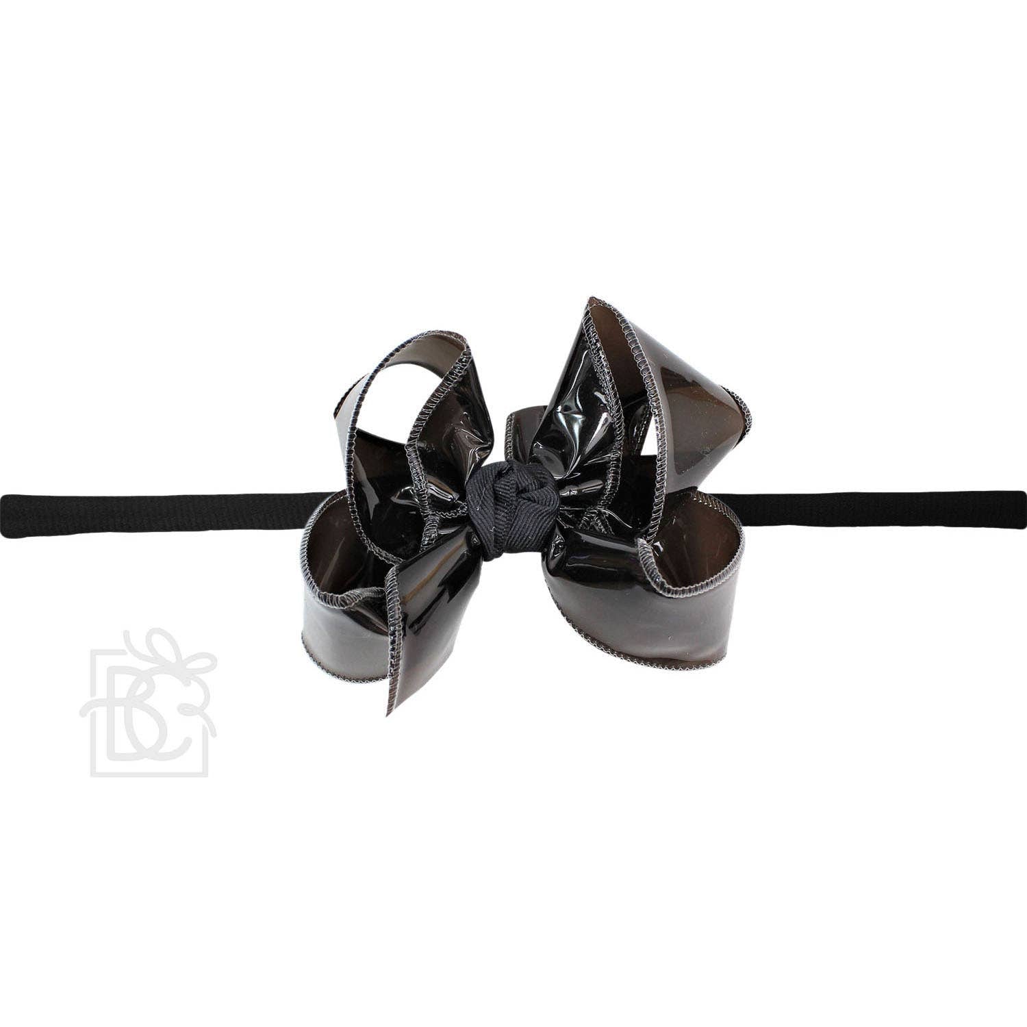 1/4" PANTYHOSE HEADBAND W/WATERPROOF BOW: 5.5" Huge - 2.5" Ribbon / AQUA