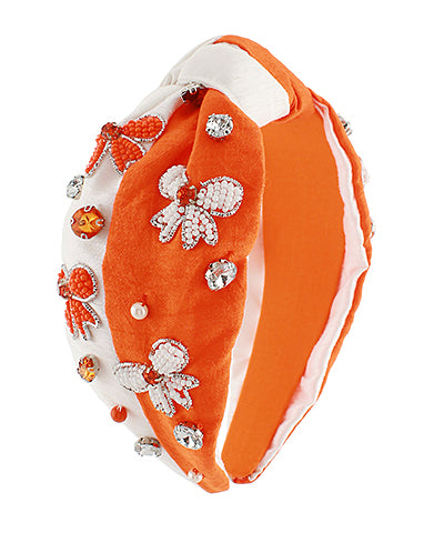 Orange/White Bow Headband