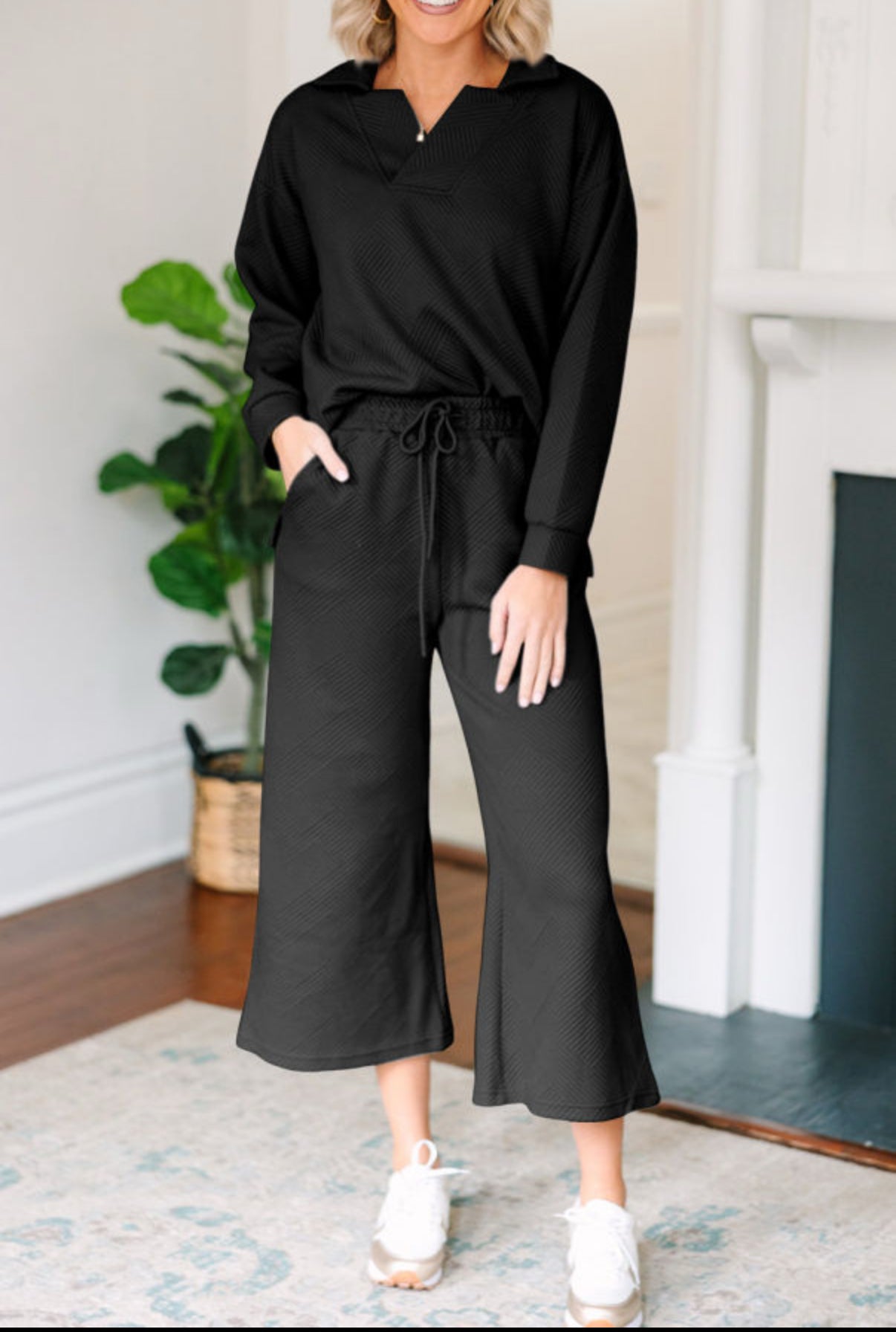 PREORDER Black Textured Lounge Set