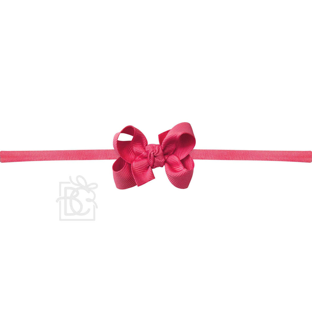 1/4" NYLON PANTYHOSE HEADBAND W/SIGNATURE GROSGRAIN BOW: L. PINK / 5.5" Huge
