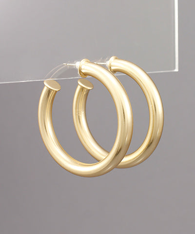 Matte Silver Hoop Earrings