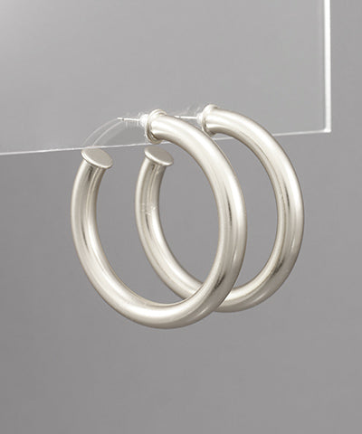 Matte Silver Hoop Earrings