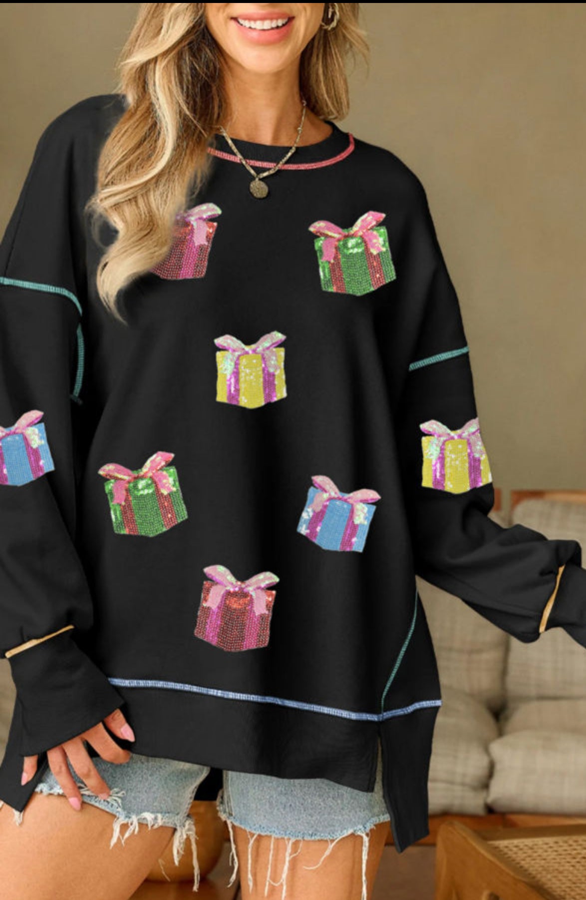 Sequin Christmas Gift Top