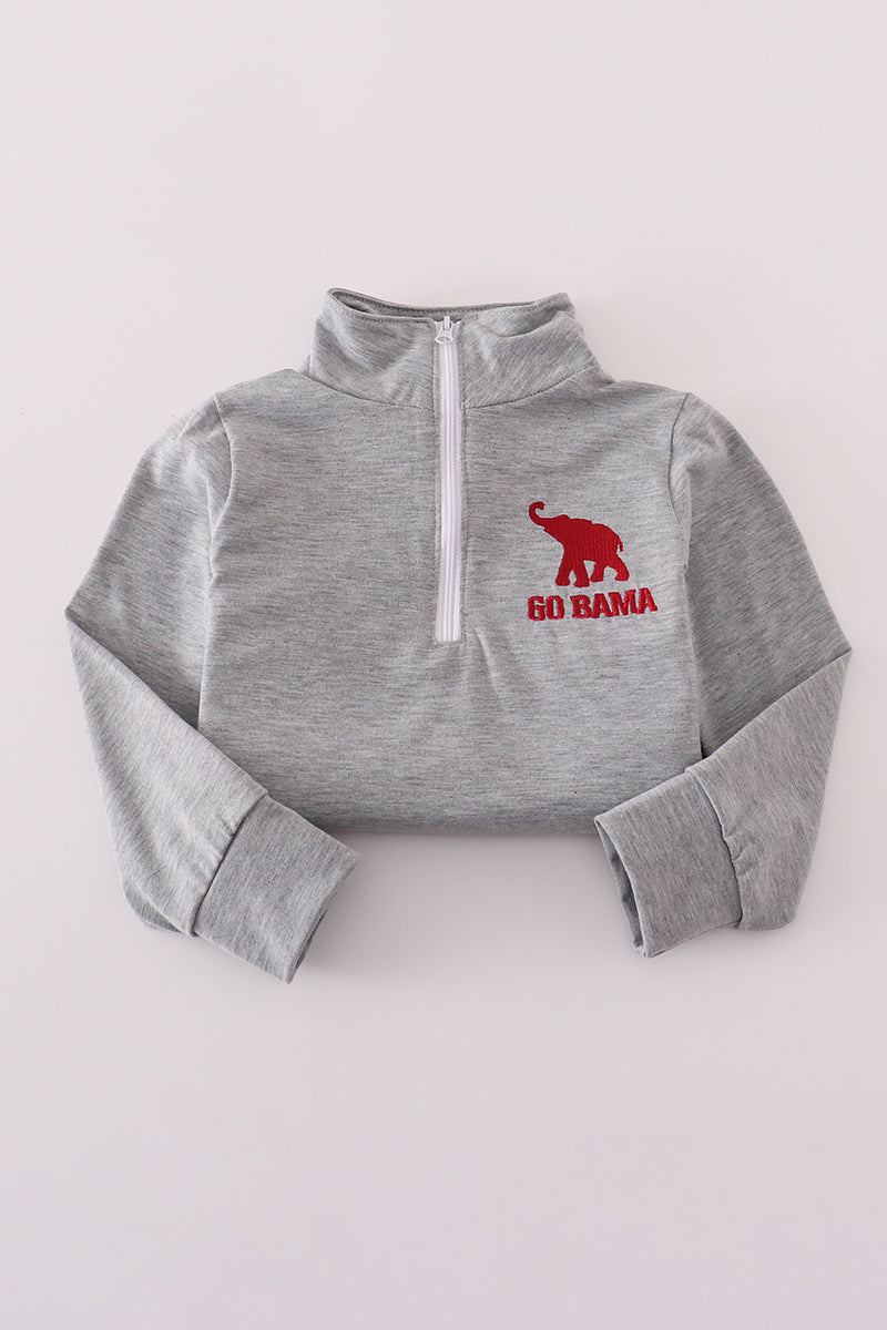 Alabama embroidery gingham pullover & pants set