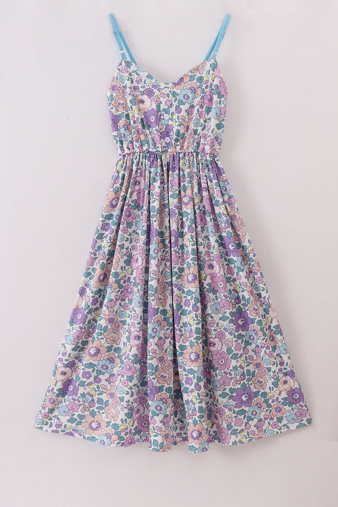 Purple floral women dress – Bright Pink Boutique