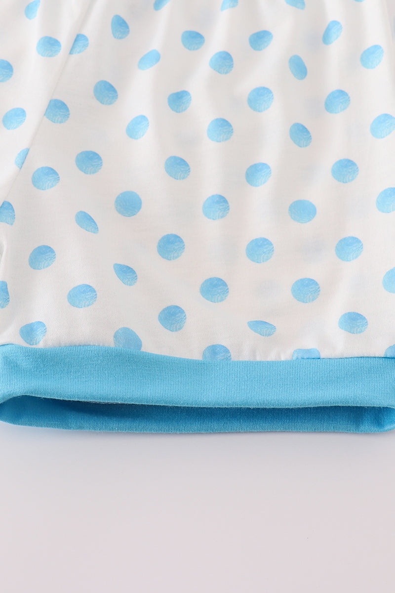 Blue character applique shorts set