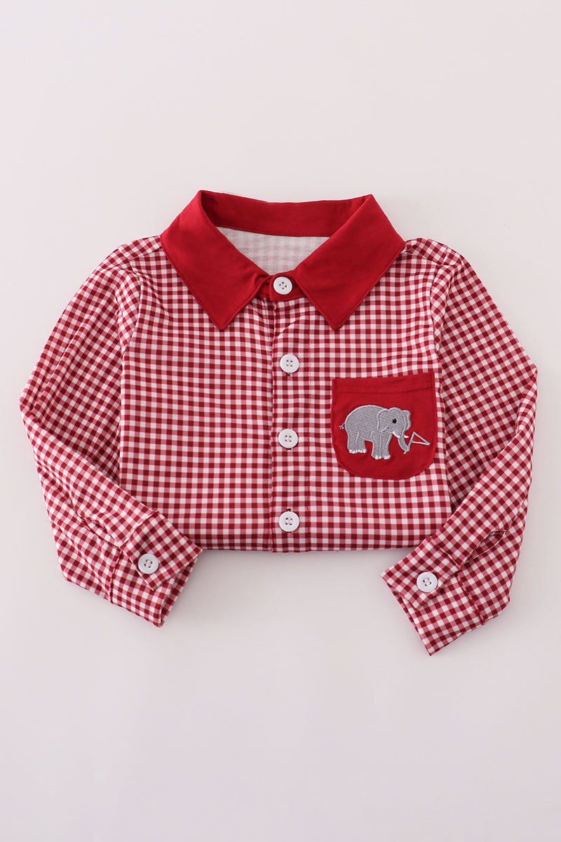 Alabama roll tide elephant embroidery button down shirt