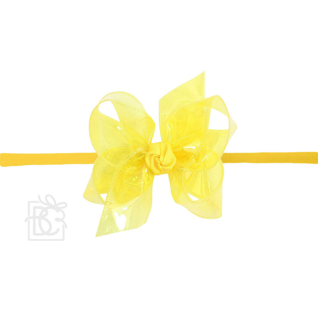 1/4" PANTYHOSE HEADBAND W/WATERPROOF BOW: 5.5" Huge - 2.5" Ribbon / LIGHT ORCHID