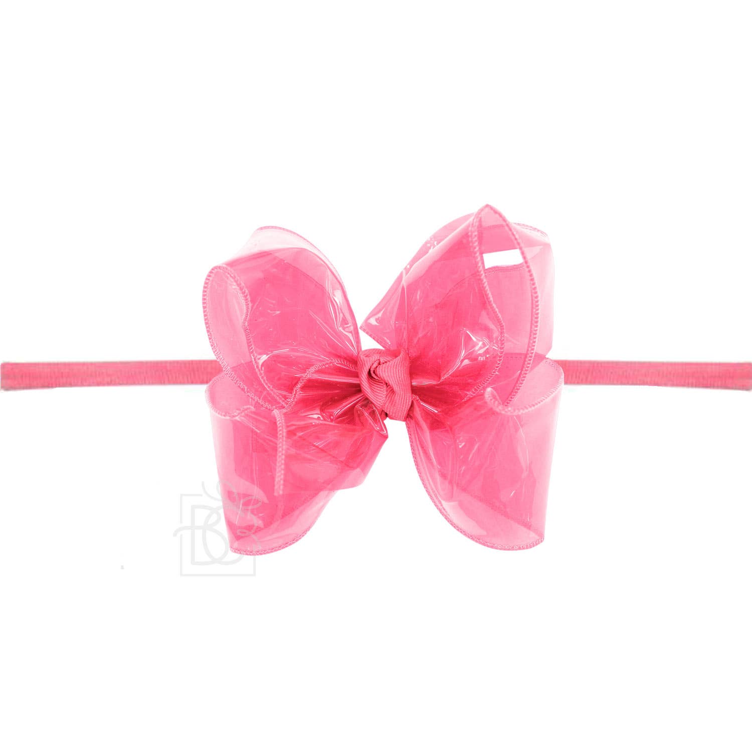 1/4" PANTYHOSE HEADBAND W/WATERPROOF BOW: 5.5" Huge - 2.5" Ribbon / PINK