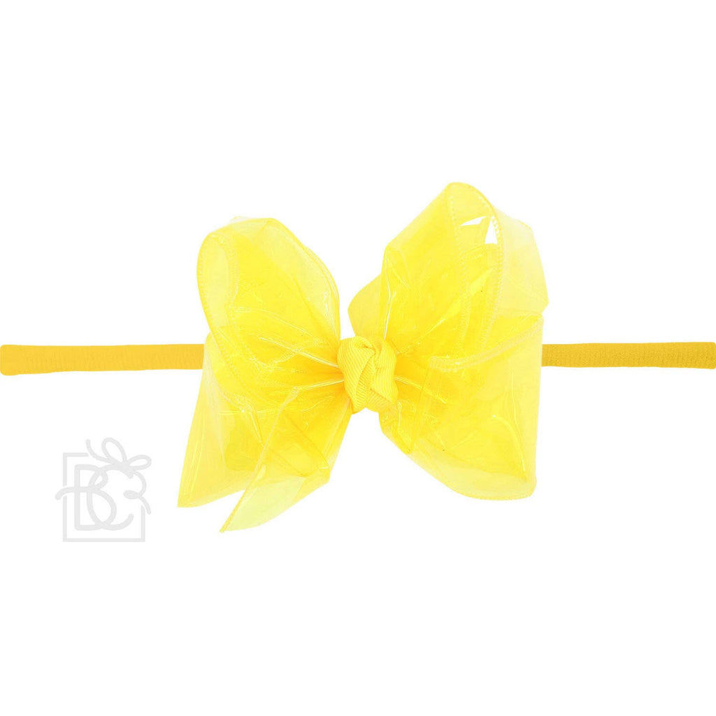 1/4" PANTYHOSE HEADBAND W/WATERPROOF BOW: 5.5" Huge - 2.5" Ribbon / AQUA