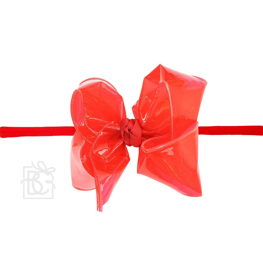 1/4" PANTYHOSE HEADBAND W/WATERPROOF BOW: 5.5" Huge - 2.5" Ribbon / LIGHT ORCHID