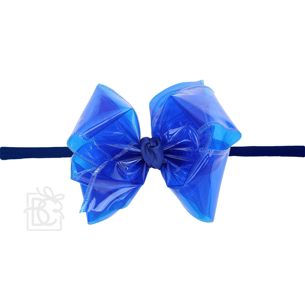 1/4" PANTYHOSE HEADBAND W/WATERPROOF BOW: 5.5" Huge - 2.5" Ribbon / LIGHT ORCHID