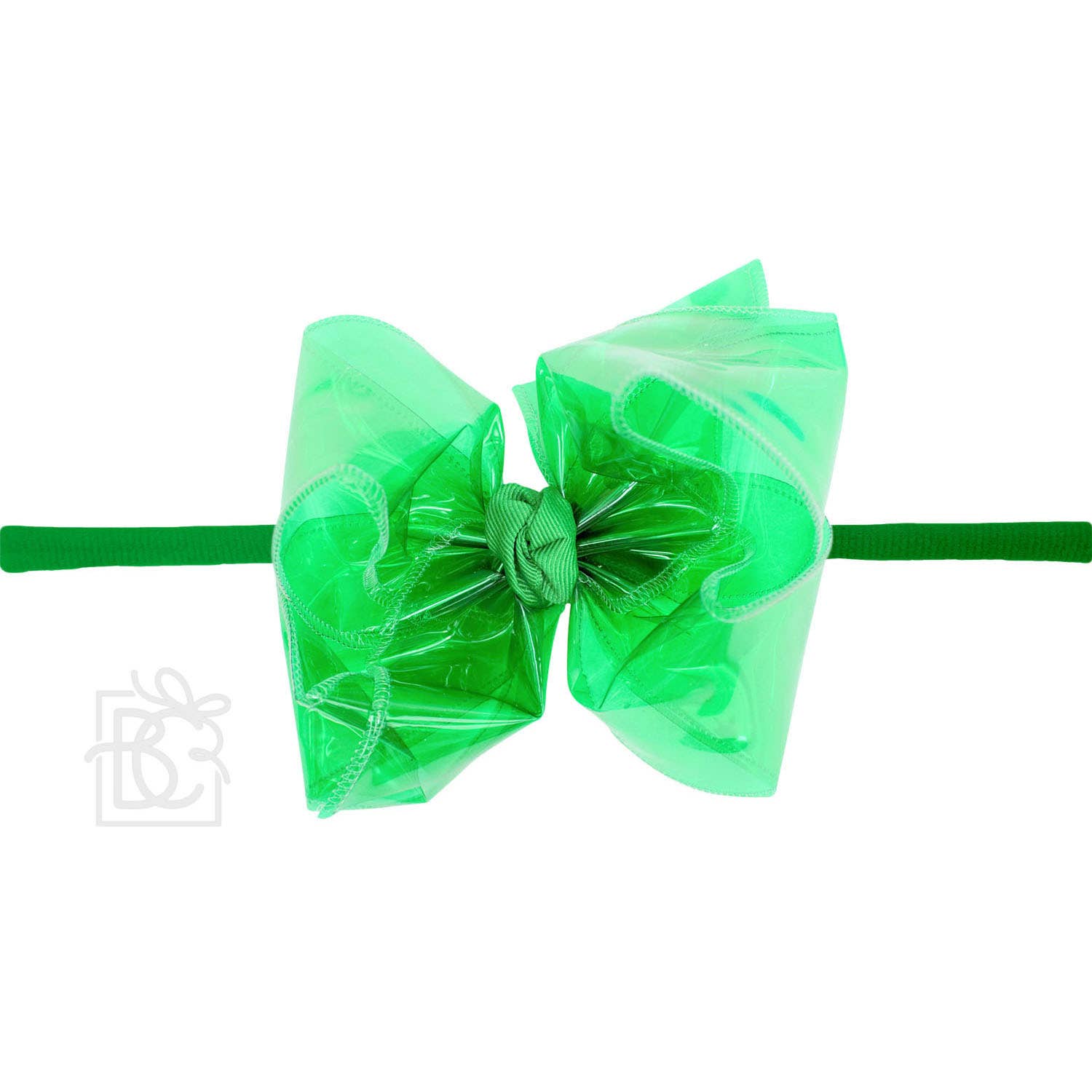 1/4" PANTYHOSE HEADBAND W/WATERPROOF BOW: 5.5" Huge - 2.5" Ribbon / AQUA