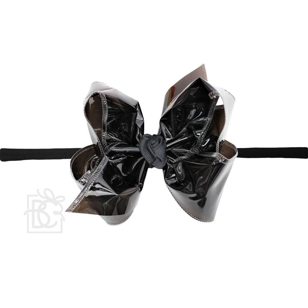 1/4" PANTYHOSE HEADBAND W/WATERPROOF BOW: 5.5" Huge - 2.5" Ribbon / LIGHT ORCHID